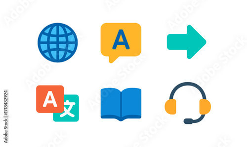 Language translation concept with icons for communication and interpretation design