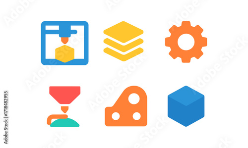Additive manufacturing icons set for design projects and presentations