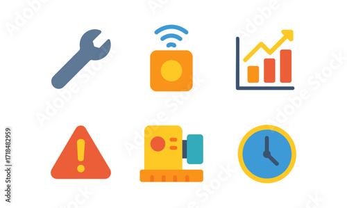 Predictive maintenance icons for industrial monitoring and analysis in modern automation systems