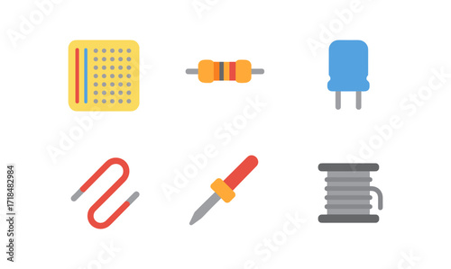 Electronics prototyping icons set for diy and innovative projects