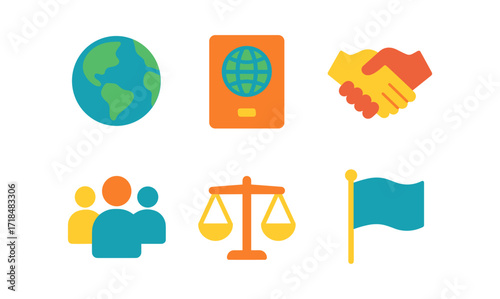 Global citizenship icons for community and equality projects