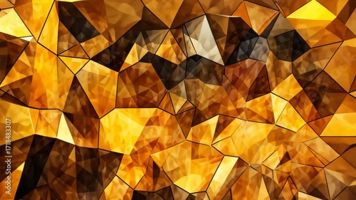 Golden Prism: A stunning abstract composition of interconnected golden facets. The image features a mesmerizing interplay of light and shadow, evoking a sense of opulence and intricate beauty.