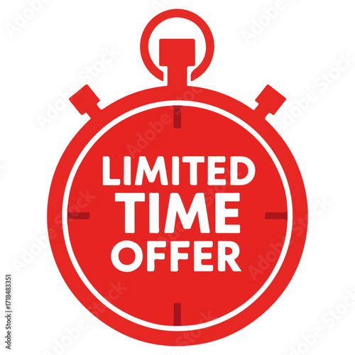 Limited Time Offer Announcement - Red Stopwatch Icon.