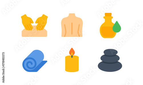 Massage therapy icons for wellness and relaxation design