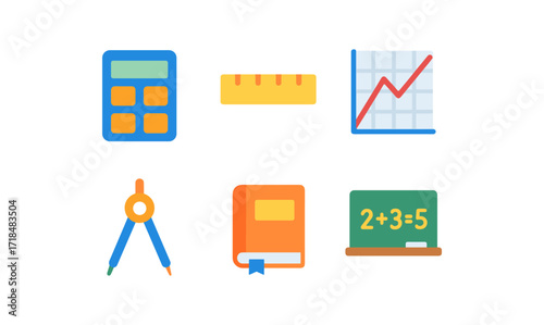 Colorful math education icons for educational design and learning resources