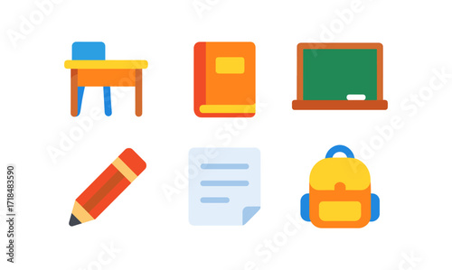 Classroom essentials icons for educational design and back to school projects
