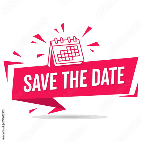 Save the Date Announcement with Calendar and Ribbon.
