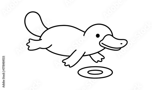 Cute platypus outline illustration for coloring or decoration