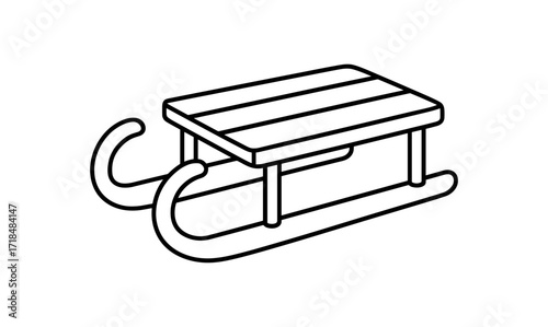 Classic wooden sled outline for winter activities and holiday designs