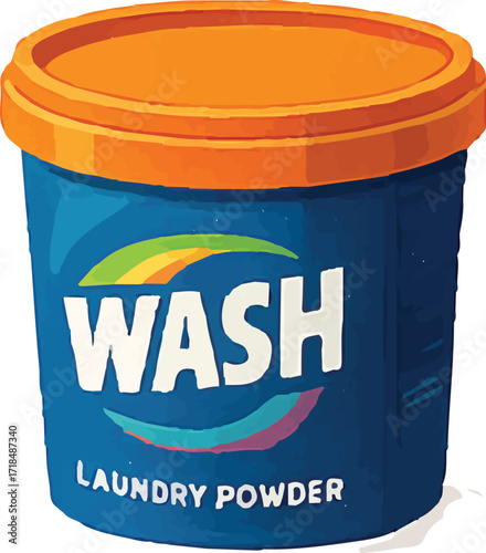Blue Wash Laundry Powder Container Illustration
