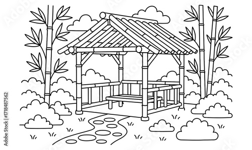 Tranquil bamboo garden pavilion design for relaxation and meditation