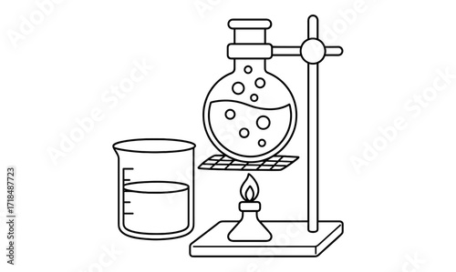 Science lab equipment coloring page – chemistry experiment design for educational and creative use