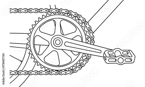Bicycle drivetrain outline for technical design and illustration projects