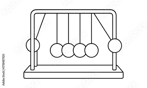 Newton's cradle outline illustration for educational and physics design projects