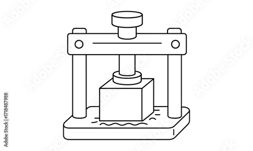 Simple hydraulic press illustration for coloring and educational design