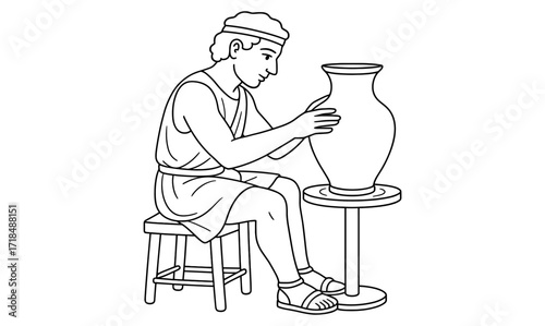 Ancient greek potter crafting vase – a tribute to traditional ceramics and artisan skills