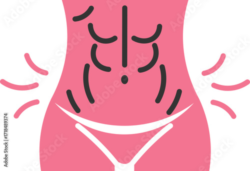 Minimalist female abdomen icon defined for aesthetics and health
