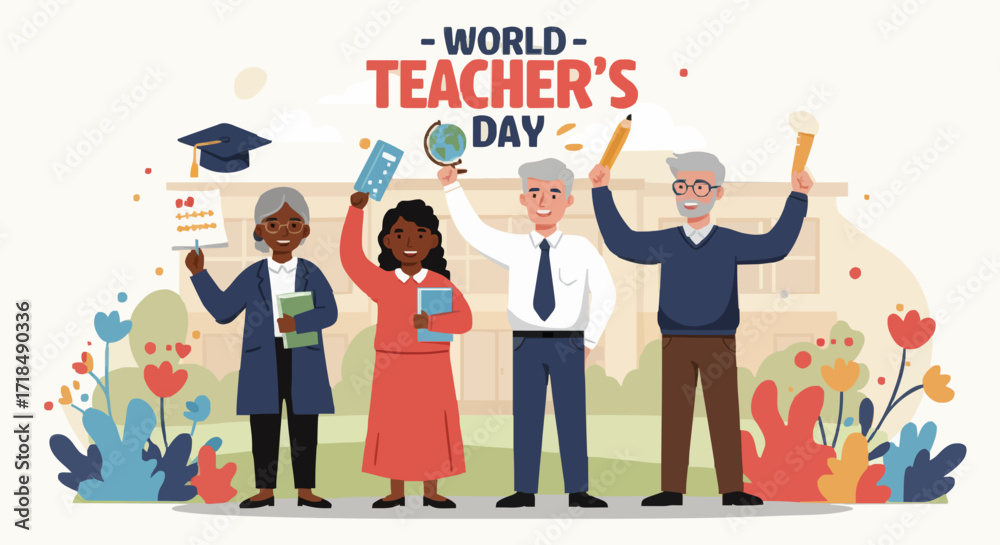 Obraz premium Vector illustration world teacher's day