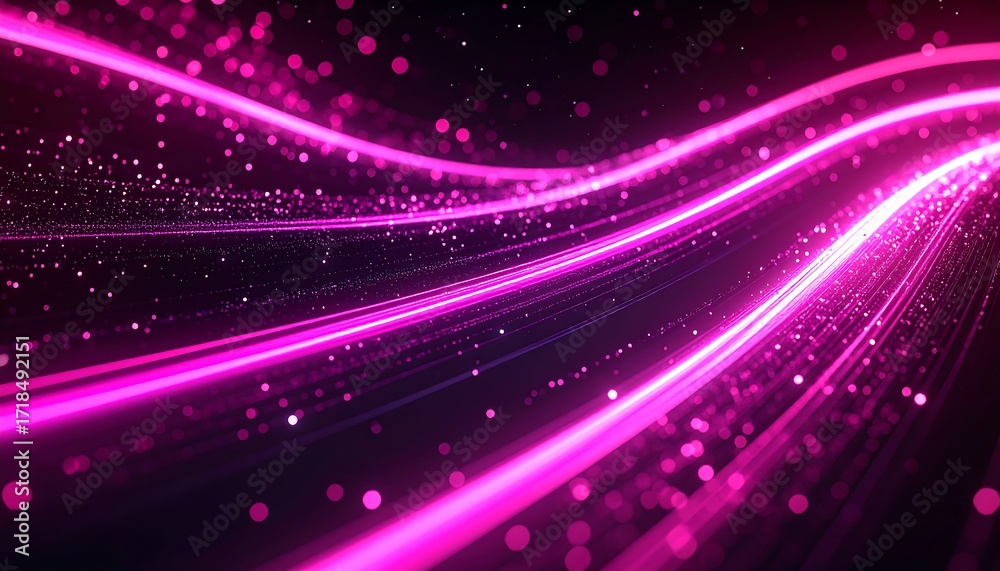 Fototapeta premium Glowing pink wave trails across dark background