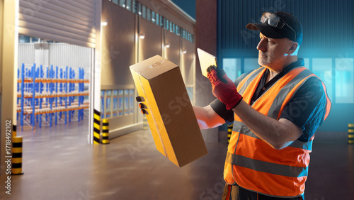 Warehouse worker in safety ...