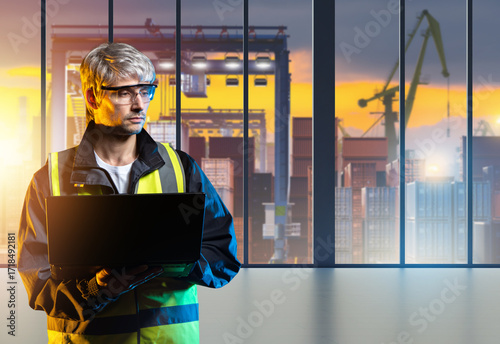 Engineer with laptop overse...