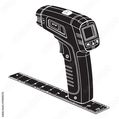 Black laser level Silhouette Vector, High Quality Illustration on White Background