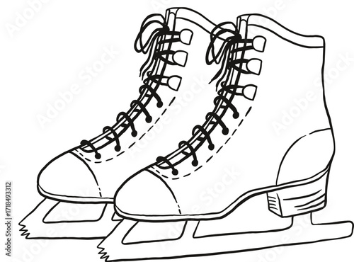 Hand drawn ice skates vector illustration. Winter Sport. Figure skating