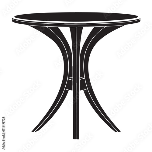 Black mid century modern side table Silhouette Vector, High Quality Illustration on White Background