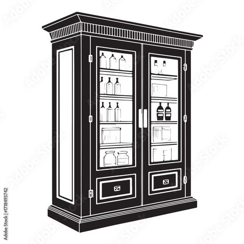 Black medicine cabinet Silhouette Vector, High Quality Illustration on White Background