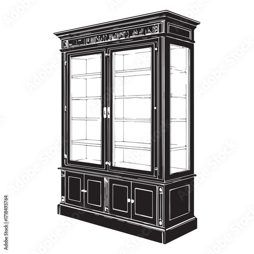 Black medicine cabinet Silhouette Vector, High Quality Illustration on White Background