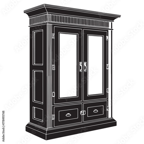 Black medicine cabinet Silhouette Vector, High Quality Illustration on White Background