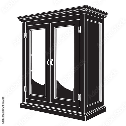 Black medicine cabinet Silhouette Vector, High Quality Illustration on White Background