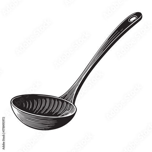 Black ladle Silhouette Vector, High Quality Illustration on White Background