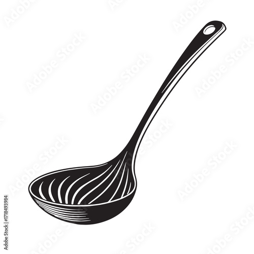 Black ladle Silhouette Vector, High Quality Illustration on White Background
