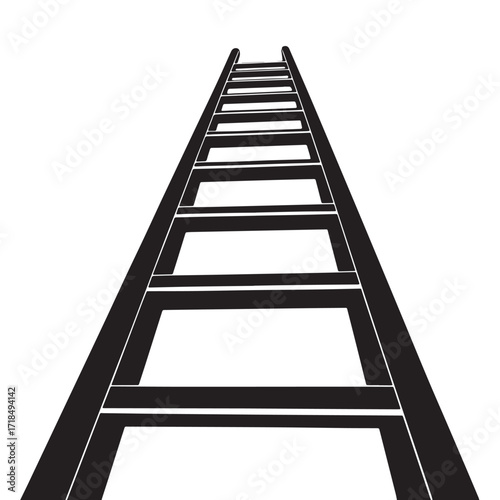 Black ladder step Silhouette Vector, High Quality Illustration on White Background
