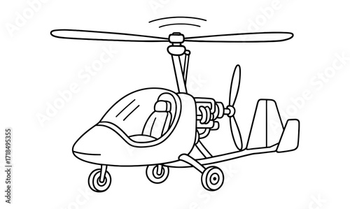 Gyrocopter coloring page for kids' education and creativity development