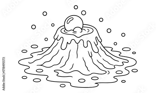 Simple coloring page featuring mud volcano for educational and artistic fun