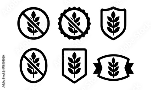 Orange gluten free badges set for product labeling and packaging designs