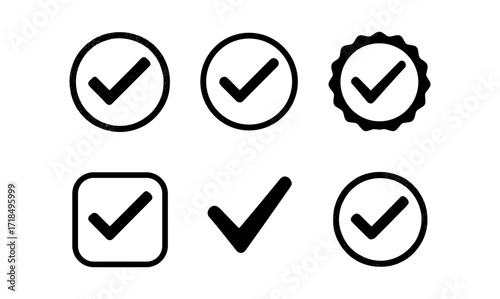Variety of check mark silhouettes for graphic design and composition projects