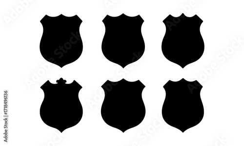 Set of simple shield silhouettes for design and decoration