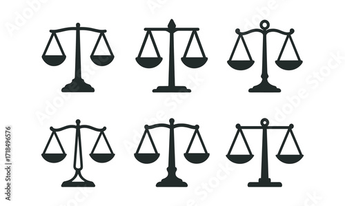Diverse scales of justice collection for legal design and decorative use