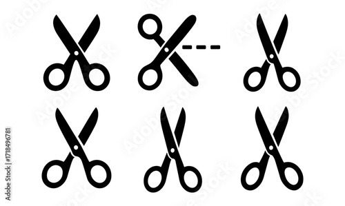 Set of scissors silhouettes for craft and design projects
