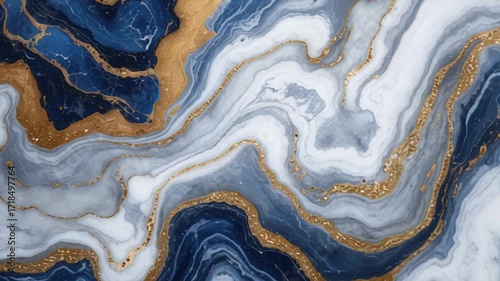 Stunning blue and gold marble background with intricate patterns, perfect for artistic and design projects.