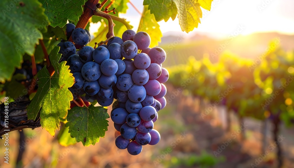 Fototapeta premium Vibrant grapes at sunset