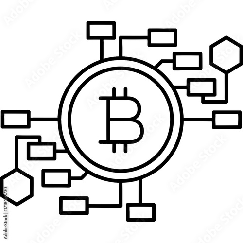Bitcoin Network and Cryptocurrency Blockchain Technology Concept Illustration