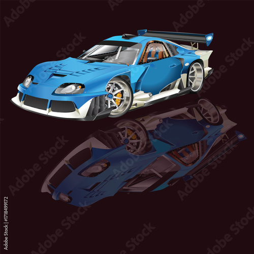 ilustrasi mobil sport super cepat