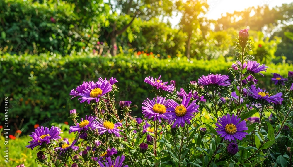 Naklejka premium Vibrant purple flowers in a garden