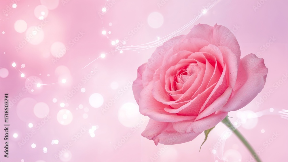 Fototapeta premium Dreamy pink rose closeup with bokeh
