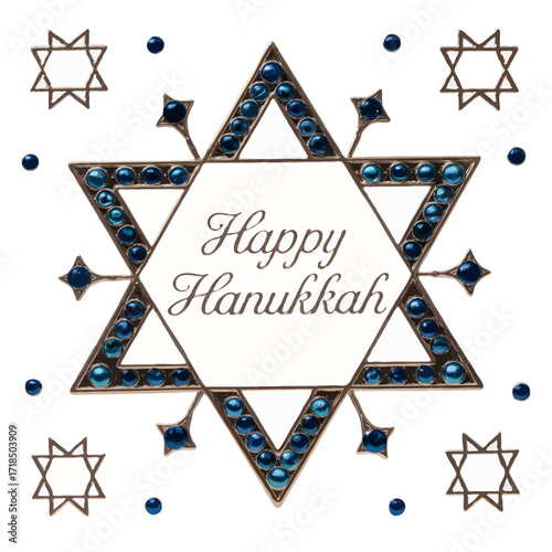 Happy hanukkah star of david illustration isolated on white background