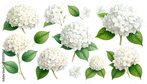White hydrangea floral collection